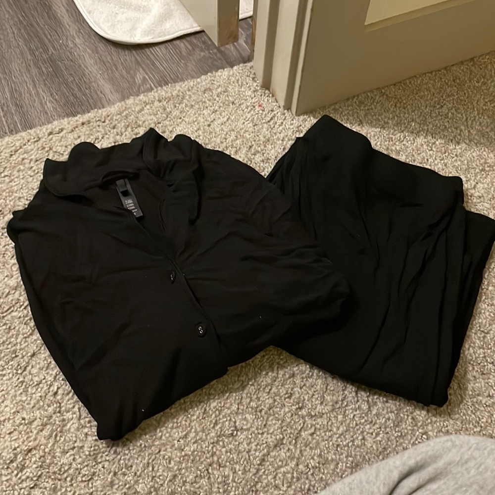 Skims black ribbed pajama set